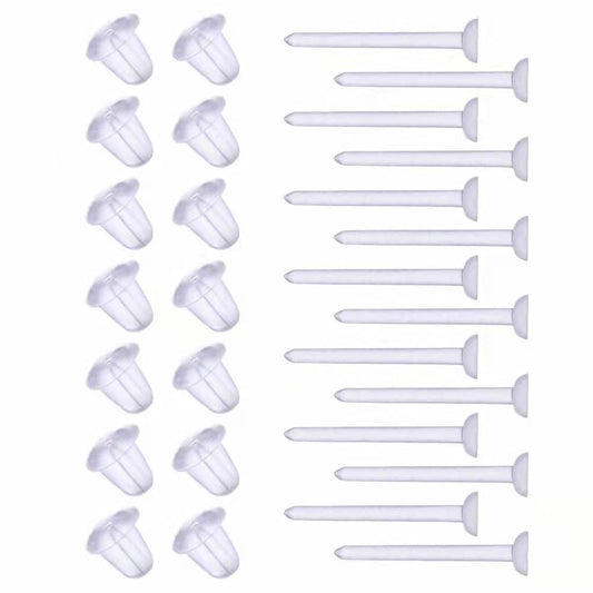 Plastic Earrings,Clear Earrings Clear Post Earring Posts and Backs Silicone Stud 100 Pairs Back Blank Pins Stud…