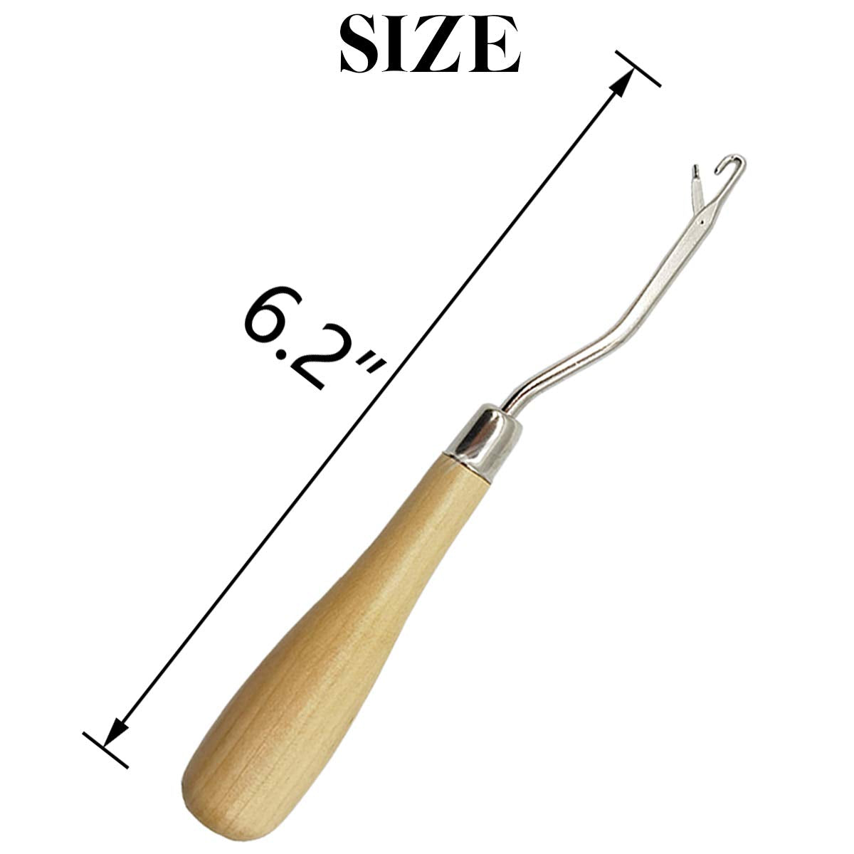 ROYHOO 10PCS Wooden Bent Latch Hook Tool Knitting Tool Needle Hook with Wood Handle for Crafts Carpet