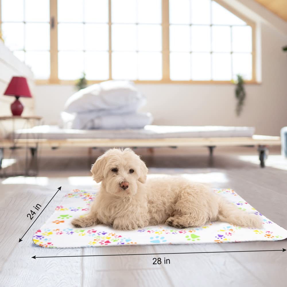 Cute Dog Cat Fleece Blankets with Paw Prints for Kitten Puppy and Small Animals Pack of 6 (Black, Brown, Blue, Grey, red and White)