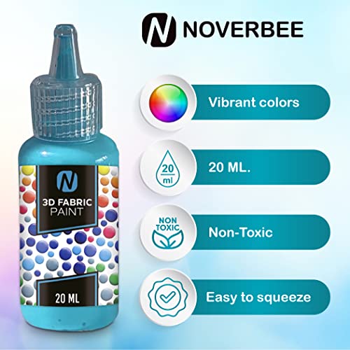 Novarbee- Fabric Paint, 12 Colors Puffy Paint, 0.67 Oz, Fabric Paint For Clothes, 3d Puffy Pens, Puffy Paint For Crafts, Canvas, Glass, Clothing, Wood.