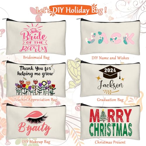 Legigo 10 Pack Blank DIY Craft Case Blank Makeup Bags- Beige Canvas Pencil Pouch Bulk Cosmetic Bag Multi-Purpose Travel Toiletry Zipper Bags (8.3 × 5 Inch)