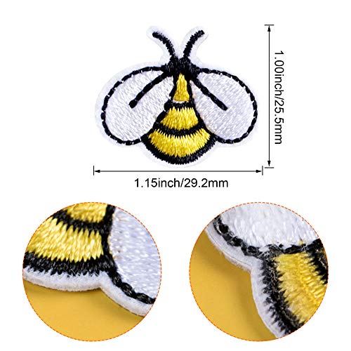 PAGOW 20 PCS Bee Embroidered Patches, Cute Bumble Iron On Embroidered Applique Decoration Sewing Patches for Bags, Jackets, Jeans, Clothes DIY Patches