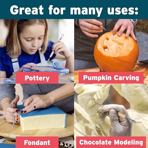 Pottery Tool Kit -21 Tip Double Sided, 11-Piece Tool Beginner's Clay Sculpting Set, Clay, Wood Carving, Ceramic Art Project Accessory for School, Classrooms, Kids/Adults, Birthday Gift, Craft Activity