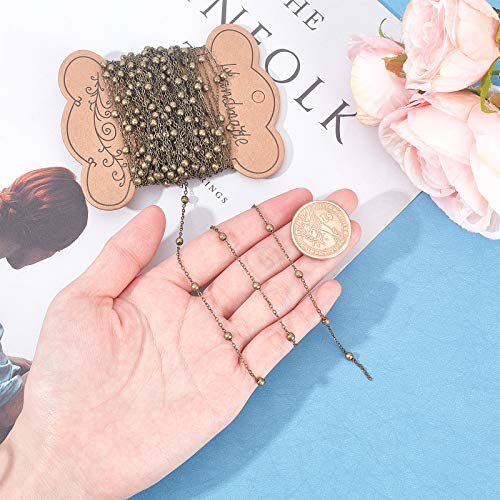 arricraft 10m/32.80 Feet Antique Bronze Chains, Brass Cable Chains with 3mm Balls, 1 Roll Chains for Necklace Jewelry Accessories DIY Making