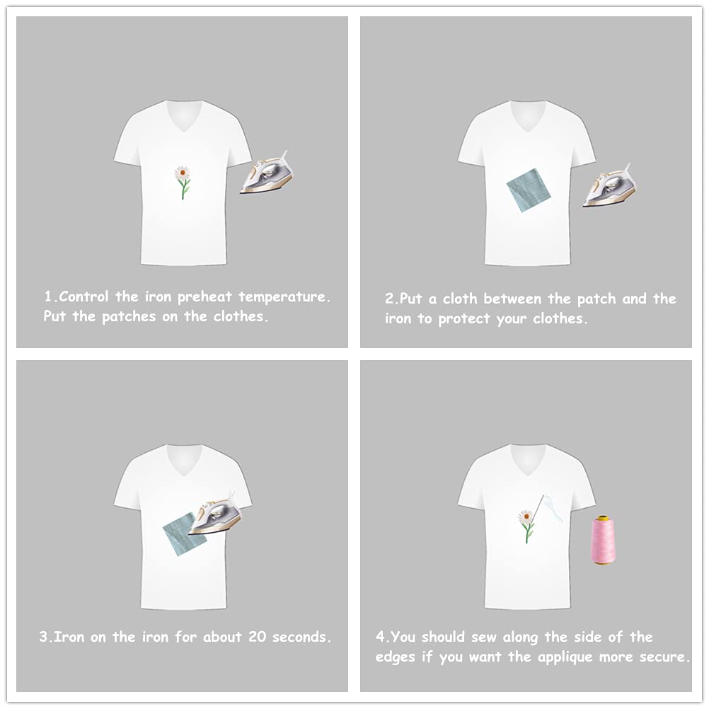 Poagoep 39PCS Flowers Embroidered Iron on Patches Butterfly Daisy Applique Decoration Sewing Patches for Cloting Bags Caps Jackets Hat Jean