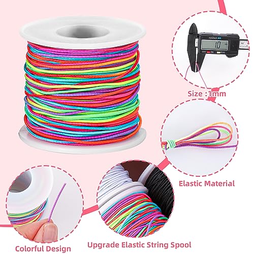 EWPJDK 1mm Elastic String Stretchy String for Bracelet Making Rainbow Bracelet String Elastic Cord for Jewelry Making, Bracelets, Necklace, Beading and Crafts