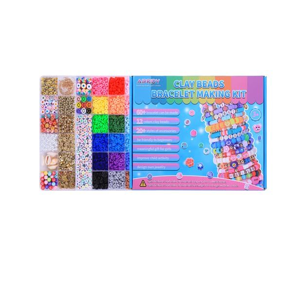 Girls Toys Bracelet Making Kit, Clay Beads Jewelry Activity Kit, DIY Crafts Birthday Christmas Gifts for Girls Ages 5 6 7 8 9 10 11 12 Years Old (24 Colors 6500 Pcs)