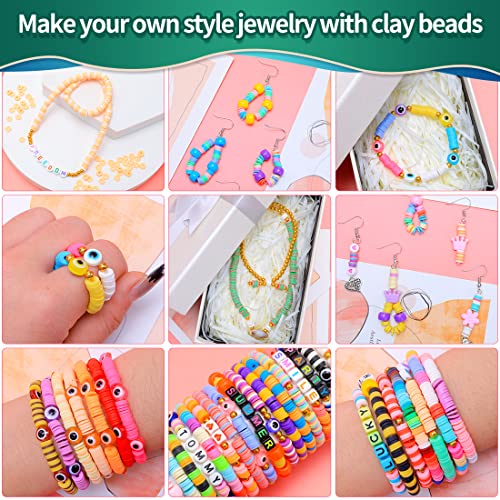 IOOLEEM Clay Beads, Polymer Clay Beads, 6000+ Multi-Colored Clay Beads Kit, Clay Beads for Bracelet Making, Clay Beads for Jewelry Making.