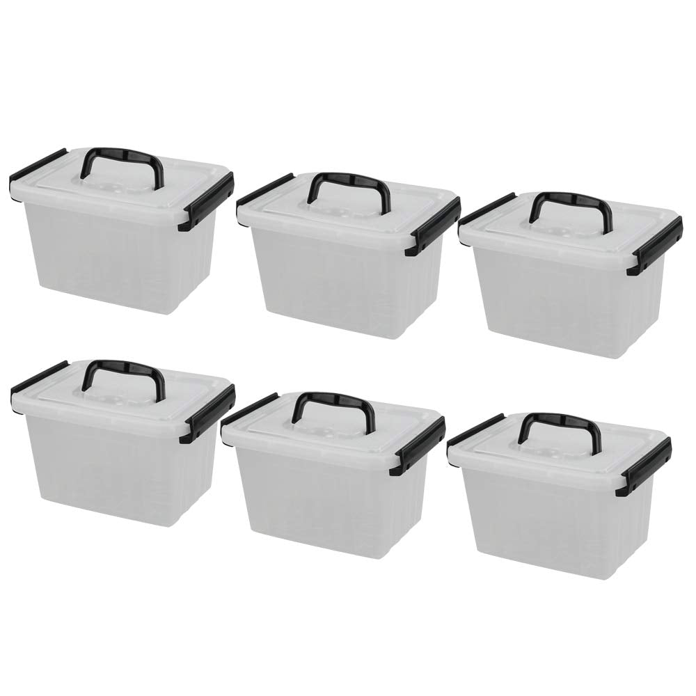 Ramddy 3.5 Quart Small Plastic Storage Box with Handles, 6 Packs Clear Latching Bin with Lid