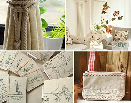 Nature Linen Needlework Fabric, Plain Solid Colour Linen Cloth Hemp Jute Fabric Table Cloth Garments Crafts Accessories, 20 by 62-Inch (Color 1)