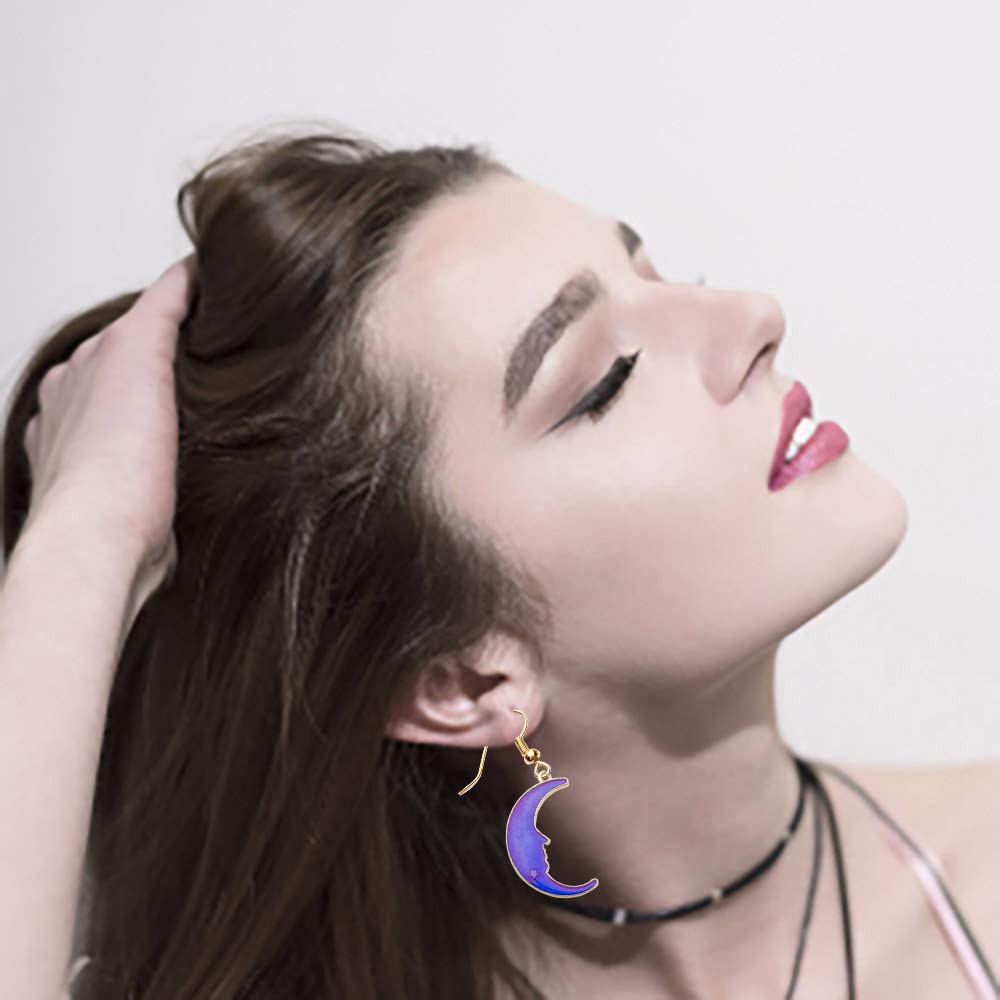 24 Pcs Assorted Gold Plated Enamel Cat Moon Star Celestial Charm Pendant DIY for Earrings Necklace Bracelet Jewelry Making and Crafting (M582-Purple)