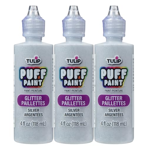 Tulip Dimensional Fabric Paint 4 oz Glitter Silver 3 Pack, 4 Fl Oz (Pack of 3), 3 Count