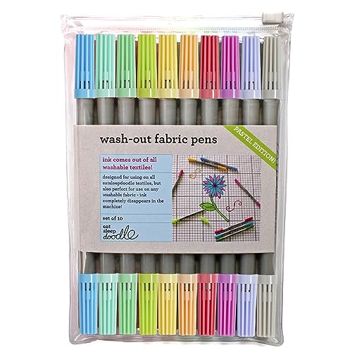 eatsleepdoodle Original Doodle Wash-Out Fabric Marker Set (Pack of 10) Double-Ended Felt Tip Markers: Pastel Colors