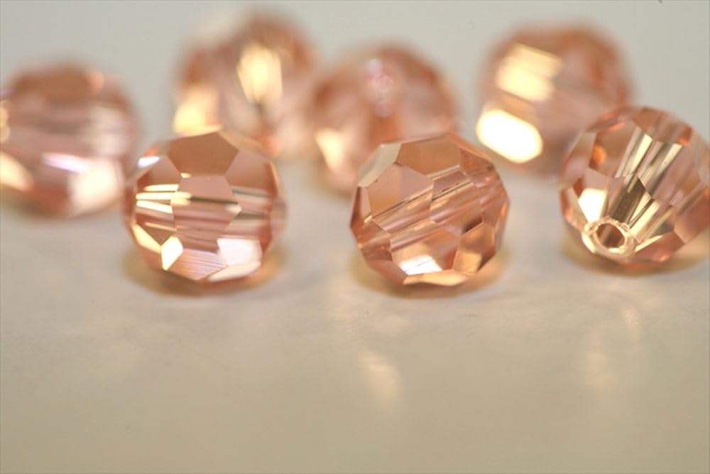 100pcs Adabele Austrian 4mm (0.16 Inch) Small Faceted Loose Round Crystal Beads Light Padparadscha Pink Compatible with 5000 Swarovski Crystals Preciosa SS2R-430
