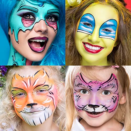UCANBE Macaron Face Body Paint Set, 15 Colors Painting Palette Makeup Kit + 10pc Colorful Artist Brushes, Oil Base Paint Set for Halloween, Cosplay, Parties and SFX Costume