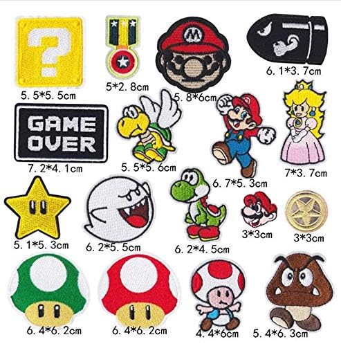 Decorative Patches,16pcs Iron On Patches for Clothing, Embroidered Sew On Super Cute Cartoon Anime Patches for Kids Jackets, Shirts, Backpacks