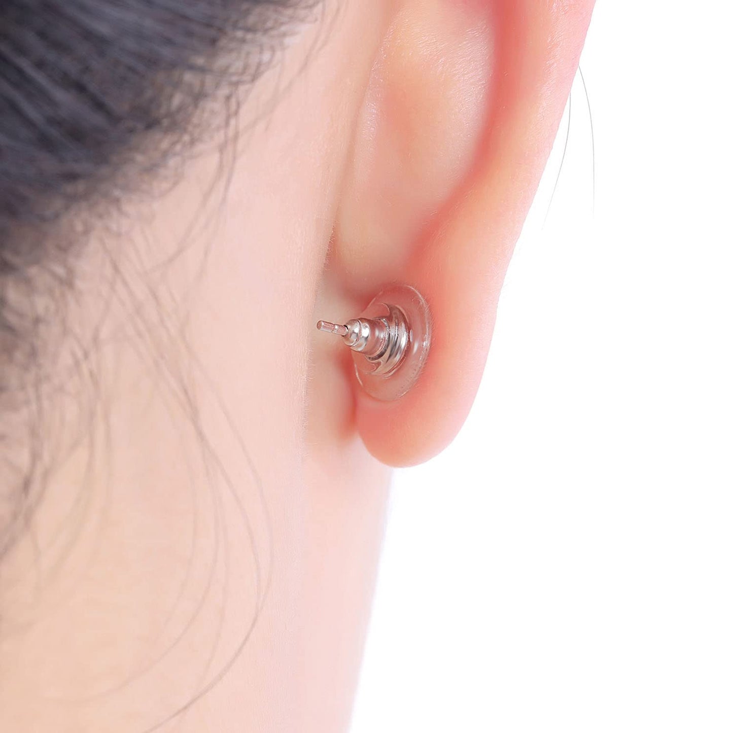 Catinee 3Pairs 925 Sterling Silver Earring Backs Replacements for Diamond Studs,14K White Gold Plated Hypoallergenic Secure Earring Backs (Silver)