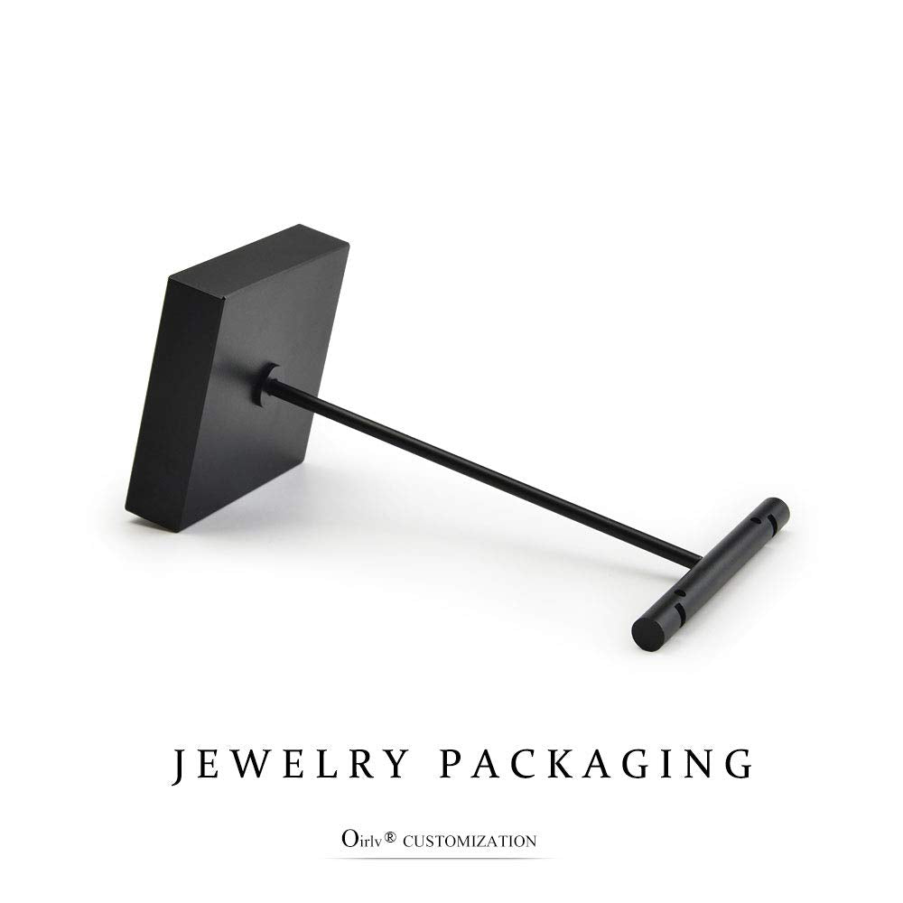 Oirlv Pure Metal T- Shape Earring Display Stand Showcase Organizer Earring Tree(Black)