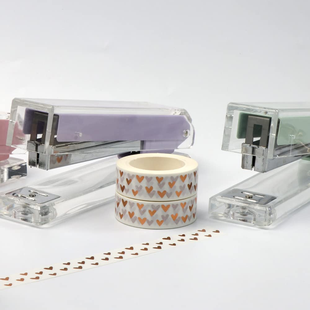 2 Love Washi Tapes Hearts Scrapbook Tape Glitter Foil Masking Tapes for Decor Holiday Wedding (Bronze Hearts Tape)