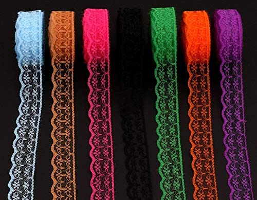 20 Rolls 200 Yards Mixed Color Floral Pattern Fabric Lace Ribbon