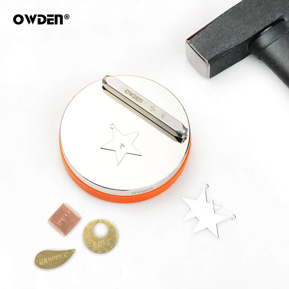OWDEN Professional Steel Bench Block（No Rebound), Metal Bench Block for Jewelry Stamping Tool,(Diameter: 3 Inches, Height: 3/4 Inch) Steel Part: Mirror Polishing with Chrome Plating.