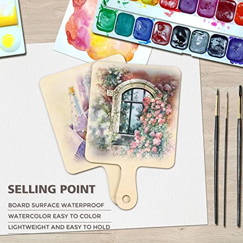 12 PCS Wooden Mini Cutting Board with Handle,Rectangle Unfinished Wood Craft Paddle Serving Tray Chopping Board Cutout for DIY Thanksgiving Christmas Home Kitchen Fruit Decor (9.1 x 5.5 Inch)