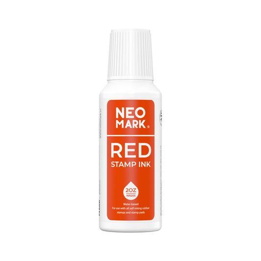 NEO MARK Premium Stamp Ink, Quick-Drying & AP-Certified Non-Toxic Refill Ink for Self-Inking Stamps, Date Stamps and Stamp Pads (Red, 2oz)