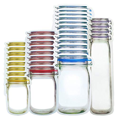 laffeya 30pcs Mason Jar Bags, Portable Cookies Nut Candies Saver Storage Bags, Reusable Snack Storage Bags, Picnic Camping Sealed Bags