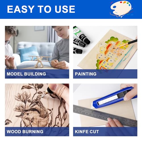 3 Pack Basswood Sheets 1/8"x12"x12", 3mm Basswood for Laser Cutting and Engraving,Thin Plywood Board Unfinished Wood for Crafts, DIY Ornaments and Architectural Model, Wood Burning.