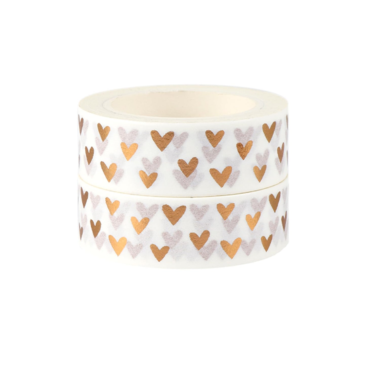 2 Love Washi Tapes Hearts Scrapbook Tape Glitter Foil Masking Tapes for Decor Holiday Wedding (Bronze Hearts Tape)