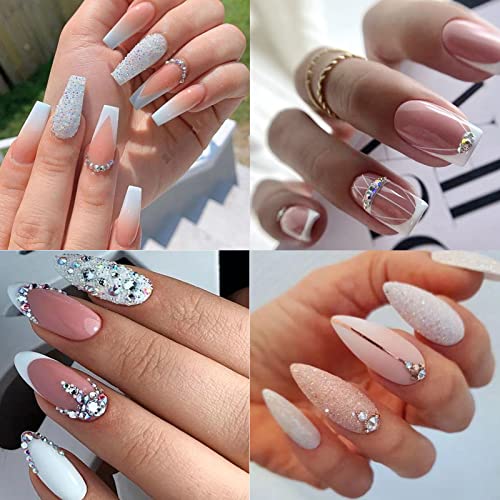 4 Boxes Flatback Rhinestones and Pearls Nail Charms for Acrylics - Crystals, Half Rounds, and Accessories for DIY Nail Art Decor