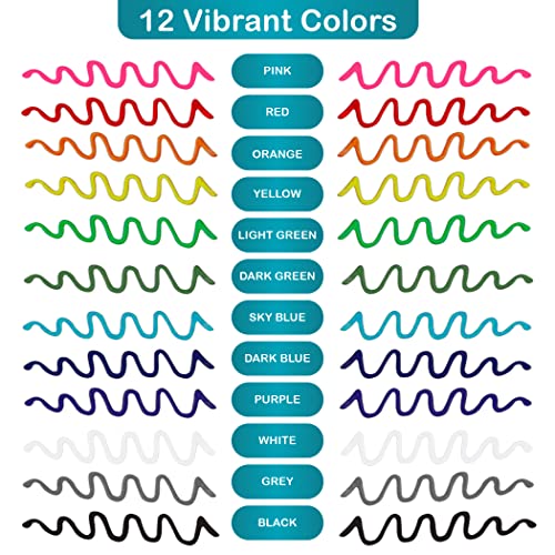 Novarbee- Fabric Paint, 12 Colors Puffy Paint, 0.67 Oz, Fabric Paint For Clothes, 3d Puffy Pens, Puffy Paint For Crafts, Canvas, Glass, Clothing, Wood.