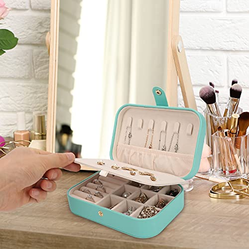 FEISCON Jewelry Box, Travel Jewelry Organizer Case Small Jewelry Storage and Organizers Craft Containers Travel Mini Organizer/GREEN