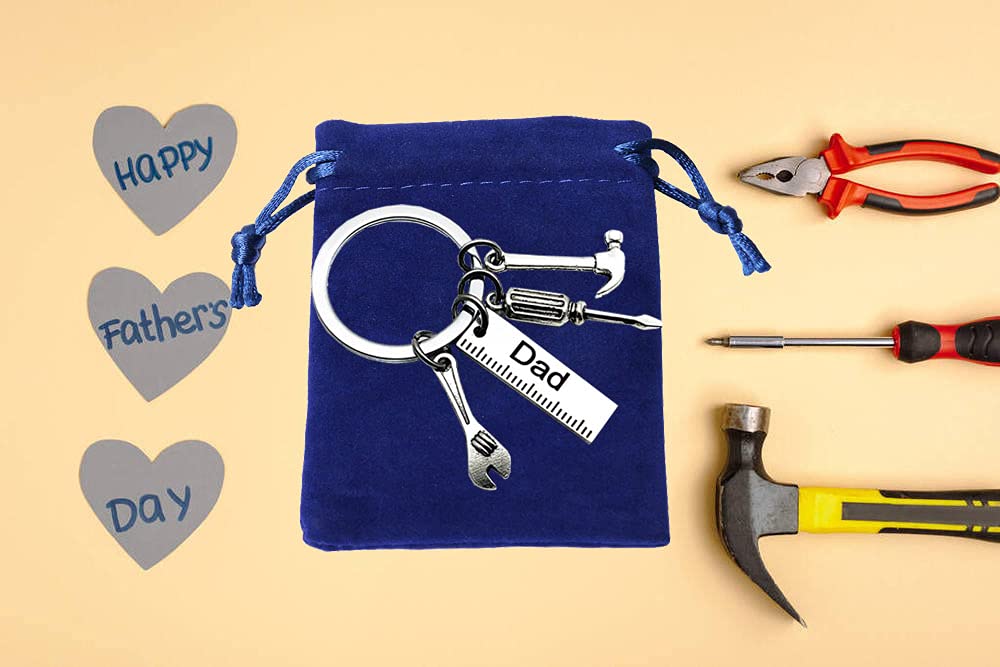 KIMI HOUSE Pop Keychain with Ruler Hammer Wrench Screwdriver Gifts for Dad, Father’s Day Birthday Christmas Gifts from daughter and Son