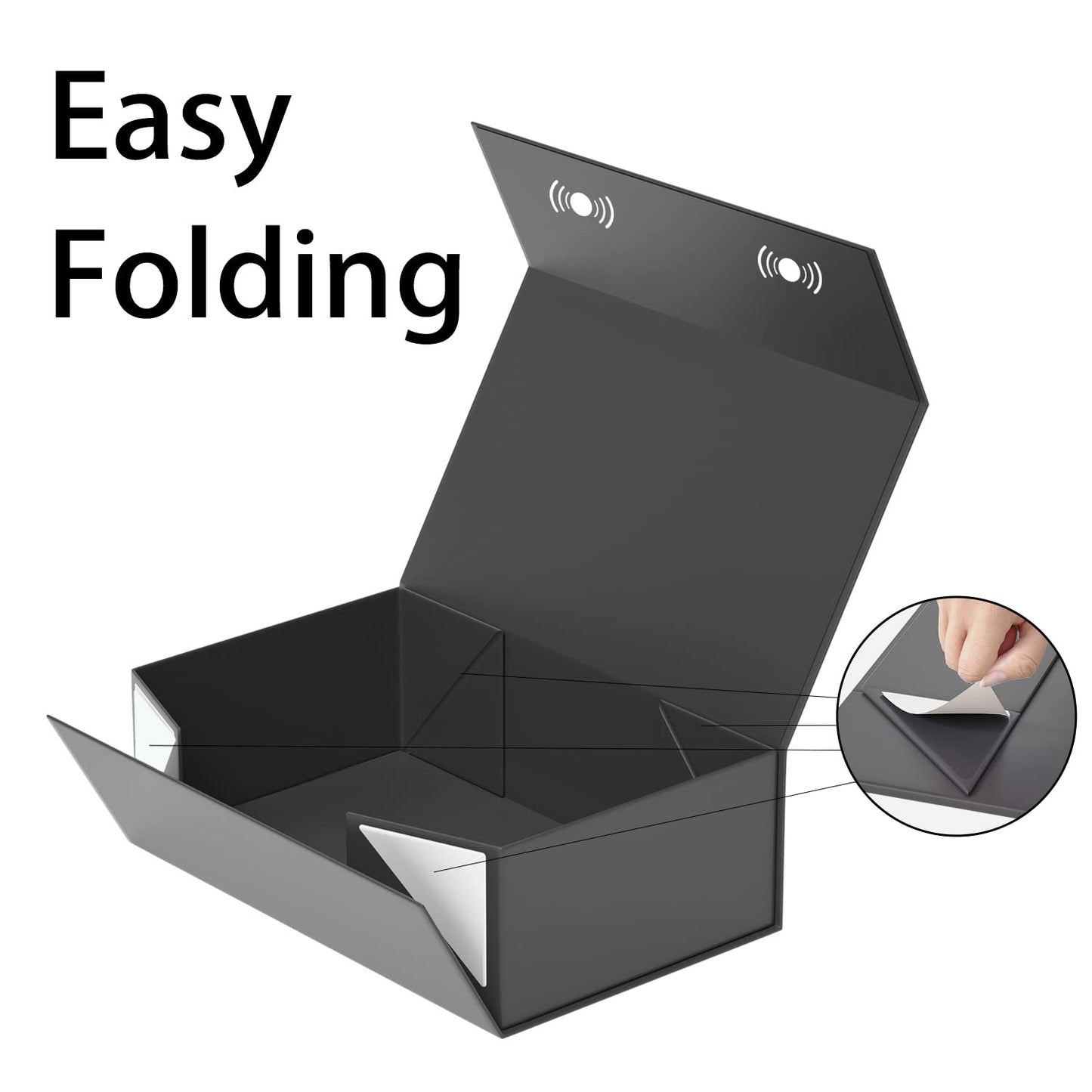 Black Gift Box, 9.5x6x3'' Gift boxes for Presents with Lids Magnetic Closure Rectangle Collapsible for Groomsman Proposal Box, Wedding, Christmas, Halloween, Birthday Gift Packging