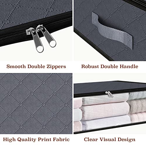 StorageRight Storage Bags, Clothes Storage,Under bed Storage Containers With Durable Handles,Large Capacity Storage Bins,Foldable Storage Organizers For Clothes,Bedding and Toys-75L/2 Pack/Grey