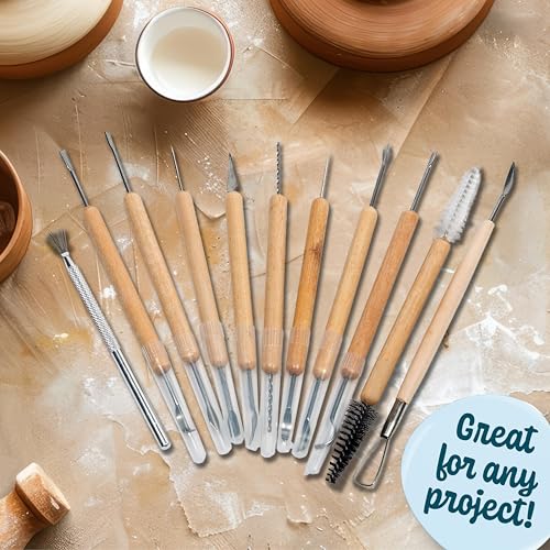 Pottery Tool Kit -21 Tip Double Sided, 11-Piece Tool Beginner's Clay Sculpting Set, Clay, Wood Carving, Ceramic Art Project Accessory for School, Classrooms, Kids/Adults, Birthday Gift, Craft Activity