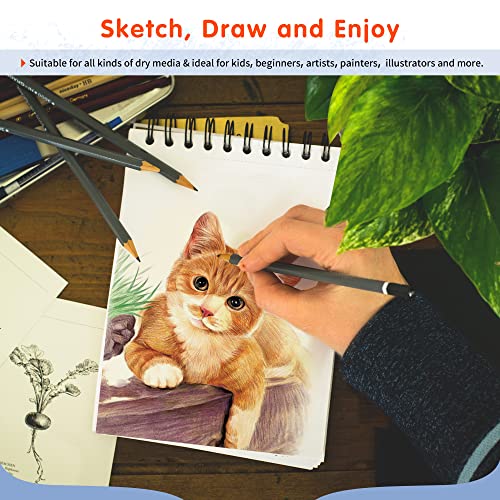 FIXSMITH 5.5"X8.5" Sketch Book | 80 Sheets (68 lb/100gsm) Sketchbook | Top Spiral Bound Artist Sketch Pad | Acid Free Drawing Pad | Ideal for Kids, Beginners, Artists & Painters | Bright White