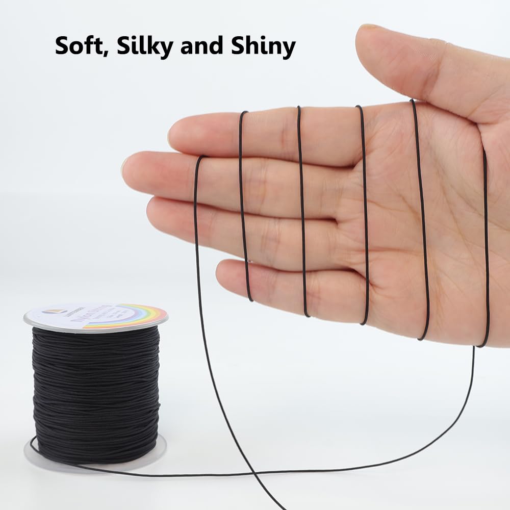 LUSTEMBER 0.8mm Nylon String, Strong Bracelet String, Durable Nylon Cord for Jewelry Making, Bracelets, Beading, Necklaces, Rattail Braiding, Kumihimo, Wind Chimes, Blinds and Handicrafts