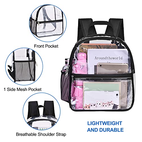 USPECLARE Clear Backpack for Stadium Approved 12×6×12, Water proof Clear Bag for Stadium Events and Concert Work Sport Event（Black）