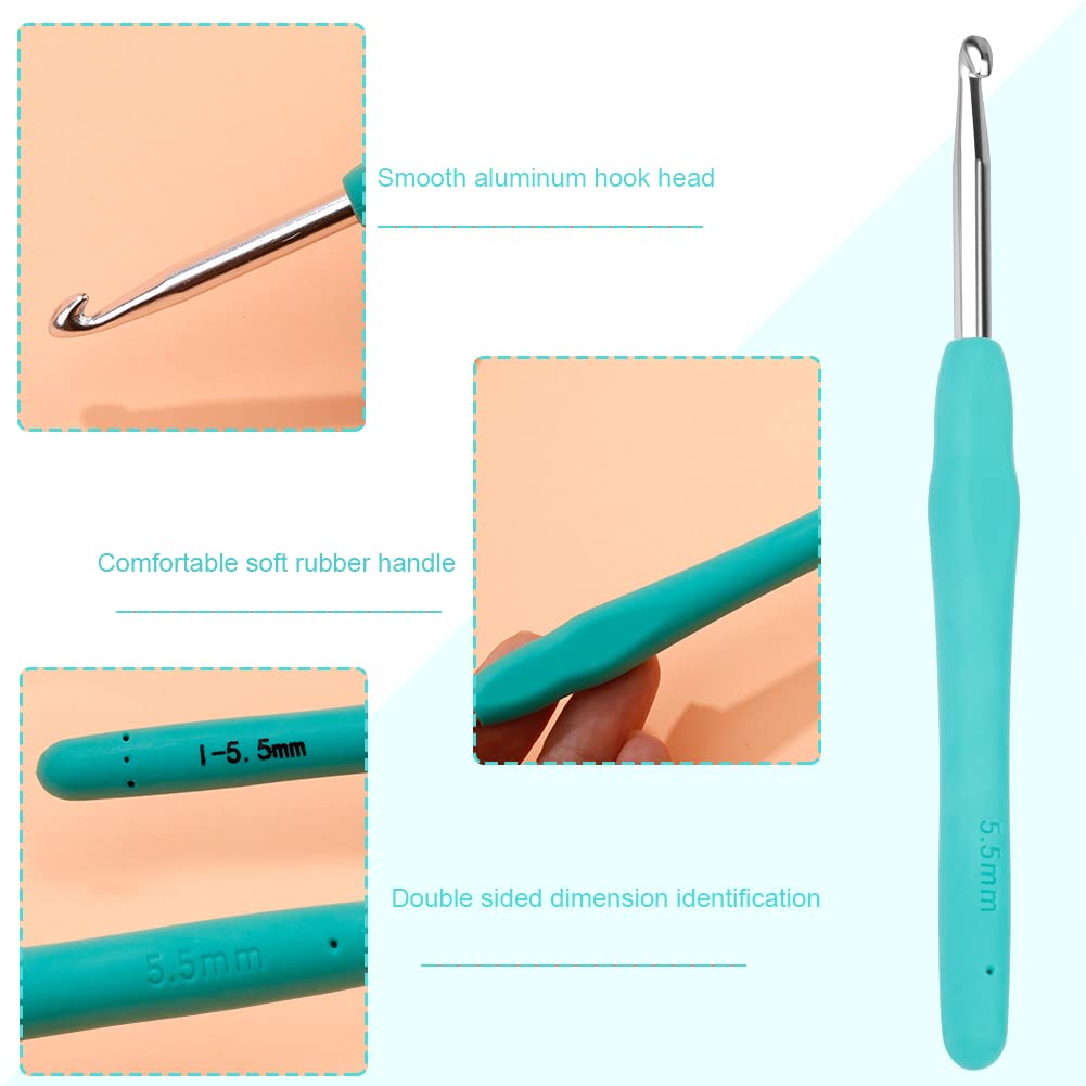 Crochet Hook, 5.5 mm Ergonomic Crochet Hook, Crochet Needles, Ergonomic Handle for Arthritic Hands, Knitting Needles with Soft Handle Beginners and Experienced Crochet Hobbyists (5.5 mm)