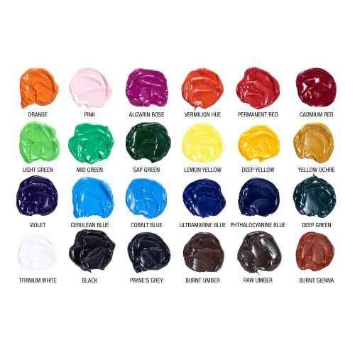 RoseArt Premium Oil Paint - Set 24 Colors, Maximum Strength Pigmented Oil Paints for Casual to Professional Artists, multi (83403)