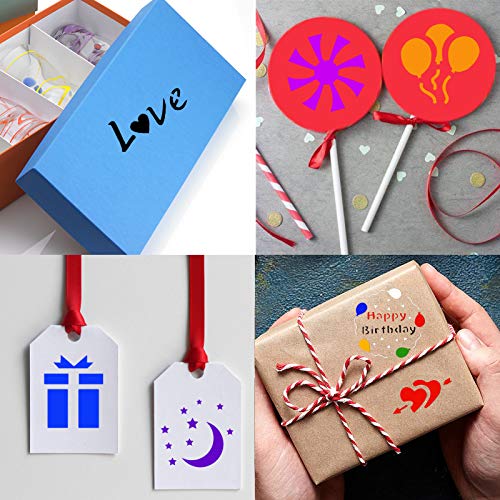 Konsait 50Pack Cake Stencil Templates Decoration, Reusable Cake Cookies Baking Painting Journal Mold Tools, Dessert, Coffee Decorating Molds Cappuccino Mousse Hot Chocolate for DIY Craft Decor