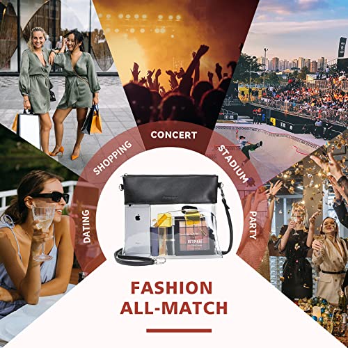 Vorspack Clear Bag Stadium Approved - PU Leather Clear Purse Clear Crossbody bag for Concert Festival
