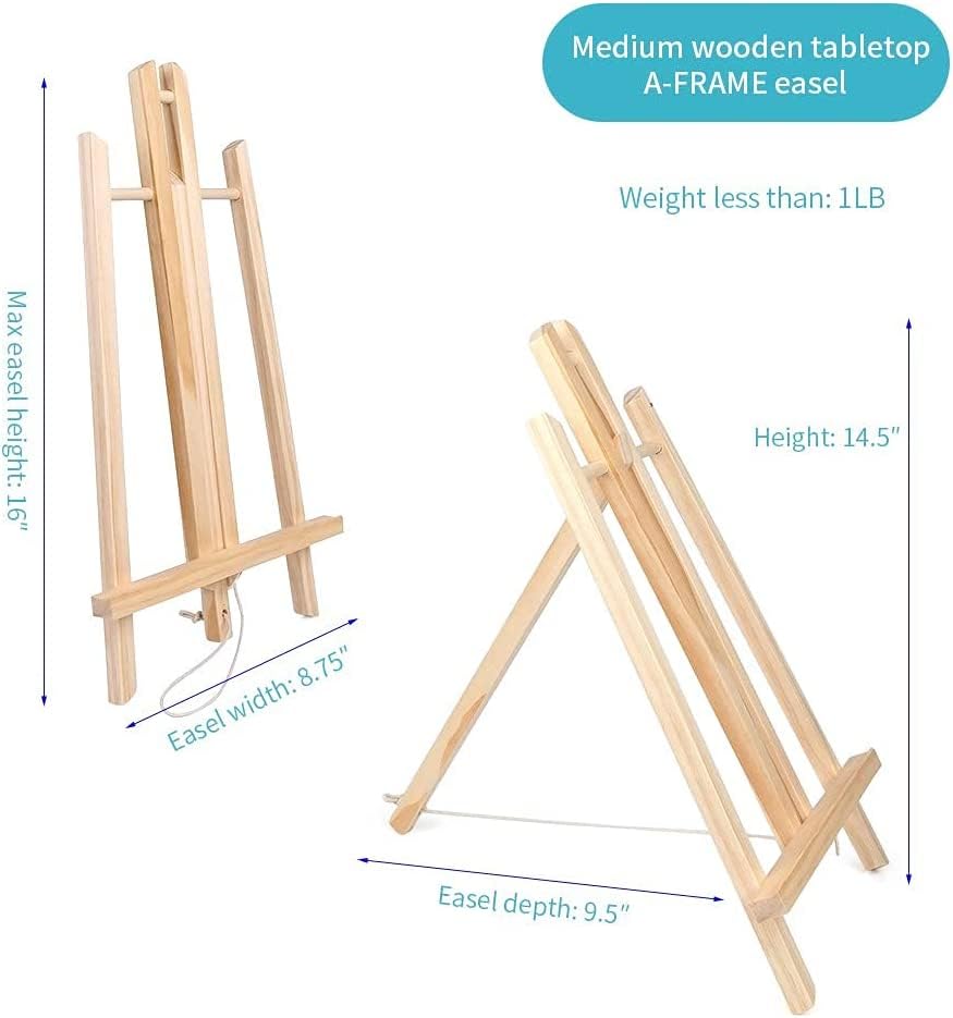 11.8" Wood Easels, Small Tabletop Display Stand, Tripod, Painting Party Easel, Kids Student Tabletop Easels for Painting, Portable Canvas Photo Picture Sign Holder