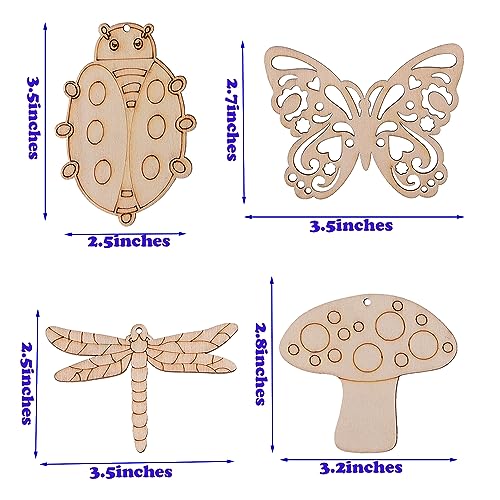54PCS Unfinished Blank Wooden Cutouts Craft for Kids,Suit for Children's Painting DIY Room Decoration Gift Giving Surprise (54 Insect)