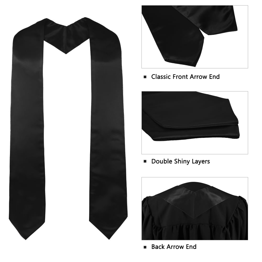GraduatePro Plain Graduation Stole for Unisex Adults Sash 60" Long 16 Colors