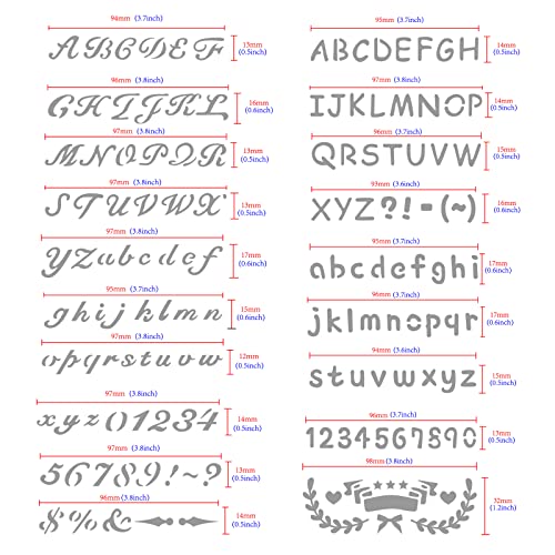 BENECREAT 4PCS 4x7 Inch Metal Engraving Stencils Letter Number Metal Stencils for Wood Carving, Drawings and Woodburning, Engraving and Scrapbooking Project