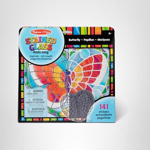 Melissa & Doug Stained Glass Made Easy Activity Kit: Butterfly - 140+ Stickers Kids Sticker Stained Glass Craft Kit; Sun Catchers for Kids Ages 5+