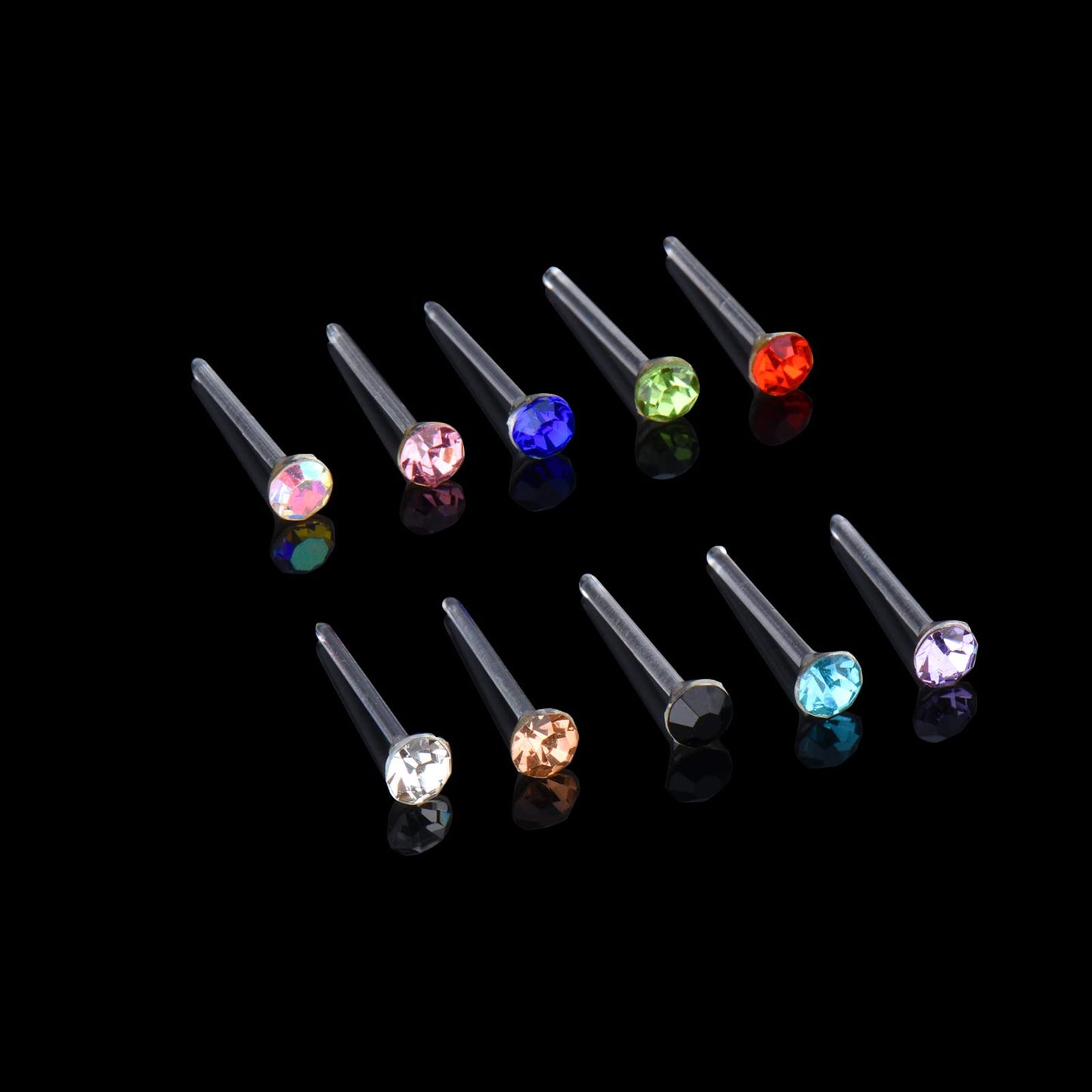 Plastic Earrings,80pcs Colorful Cubic Zirconia Earrings for Gril, medical grade plastic Post earrings for sensitive ears, 3mm stud earrings for women hypoallergenic